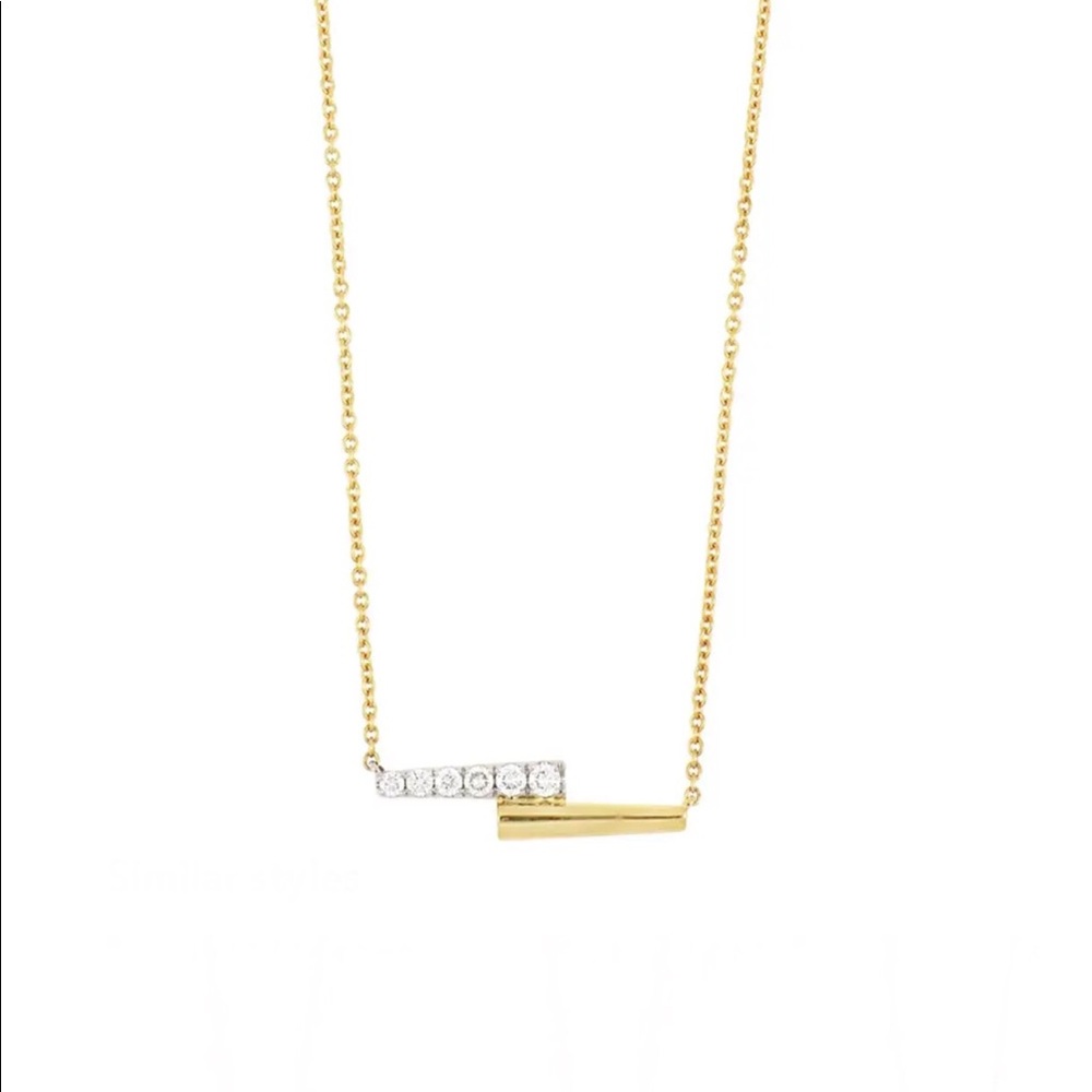 18K yellow solid Gold Diamond Double Bar Necklace